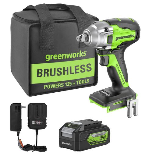 GREENWORKS GREEWORKS(グリーンワークス) 24V コードレス 電動インパクトレンチ 充電式 トルクレンチ4.0AHバッテリー & 充電器付属 1/2
