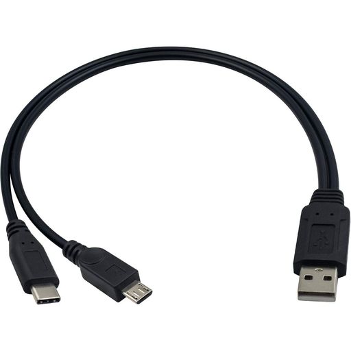 DUTTEK USB 2.0 二股ケーブル, USB 2.0 AオスTO USBタイプCオス & マイクロUSBオスY字2分岐ケーブル, 多機能2 IN 1 USBタイプC Yスプリッ