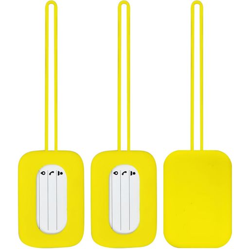 SEIMEINOKI 荷物タグ 黄色 3個セット 目立つ スーツケース ネームタグ シリコーン製 防水タグ 識別カードホルダー バッグタグ 旅行用 出