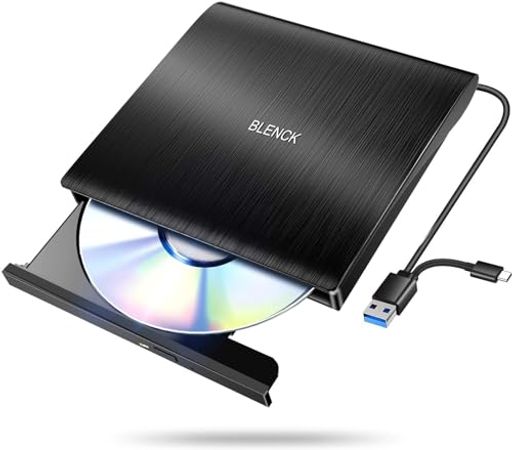 外付けDVDドライブ 極静音 CD DVDドライブ 外付け 高速 USB 3.0 & TYPE-Cデュアルポート 外付けCDドライブ 読み出し & 書き込み CDドライブ
