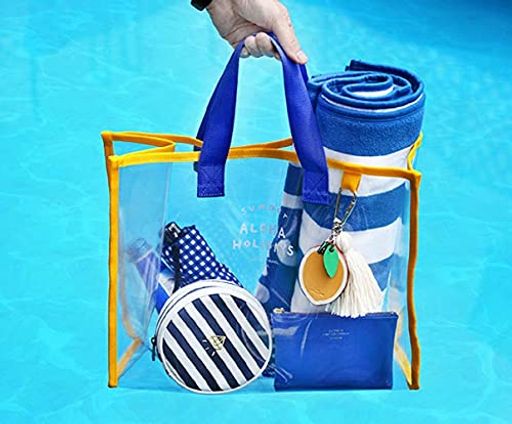 透明バッグ ビニールバッグ 手提げ ビーチバッグ スパバッグ 防水 大容量 ビーチバッグ トートバッグ 海水浴 着替え収納 スリッパ 化粧品