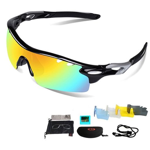 [VILISUN] スポーツサングラス 偏光レンズ UV400紫外線カット 超軽量 交換レンズ5枚 フルセット 釣り/自転車/野球/ゴルフ/ランニング/ド