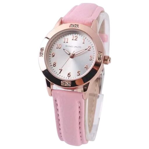 ガールズ腕時計 レディース腕時計 女性時計 ファッション 人気 可愛い 革バンド 夜光 クオーツ 女の子 腕時計 (ピンク)