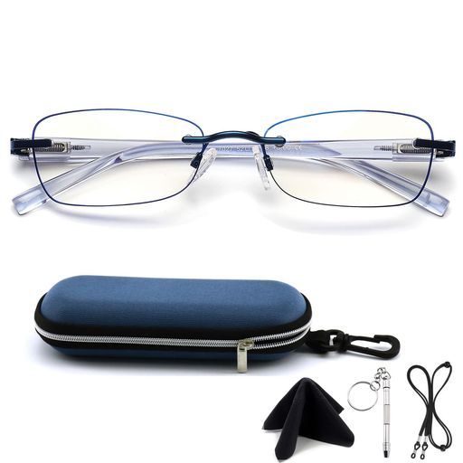 [ESAVIA] 老眼鏡 縁なし リムフレ 軽量 シニアグラス +1.0~+3.5 ブルーライトカット おしゃれ超弾性 老眼用メガネ リーディンググラス レ