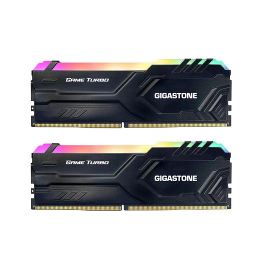 【発光型 メモリ DDR4】 GIGASTONE ブラック RGB GAME TURBO デスクトップPC用メモリ DDR4 8GBX2枚 (16GB) DDR4-3200MHZ PC4-25600 CL16