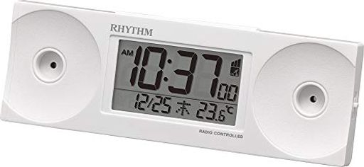 リズム(RHYTHM) 目覚まし時計 大音量 電波 デジタル フィットウェーブバトル100 温度 曜日 カレンダー 白 RHYTHM 8RZ192SR03
