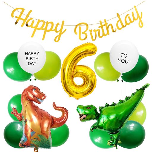 誕生日 飾り付け 風船 バルーン 恐竜 ダイナソー 数字6 6歳 ナンバー バースデー パーティー デコレーション セット HAPPY BIRTHDAY ガー