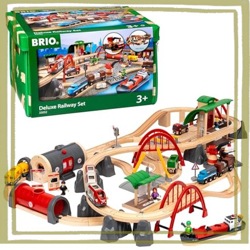 BRIO (ブリオ) WORLD レール & ロードデラックスセット 対象年齢 3歳~ (電車 おもちゃ 木製 レール) 33052