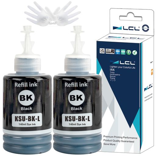 LCL EPSON用 エプソン用 KSU-BK KSU-BK-L 大容量 互換インクボトル (2パック ブラック 顔料 140ML) 対応機種:EPSON