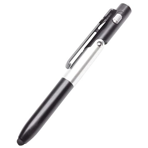 4in1 多機能ペン ボールペン タッチペン ledライト スマホスタンド 文具 筆記 スリム ペンライト （ブラック） pr-orepen-bk