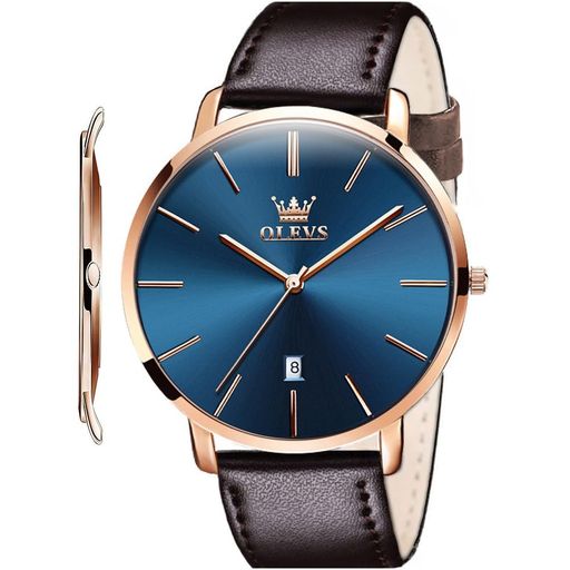 OLEVS メンズ腕時計 シンプル ビジネス カジュアル ファッション レザーウォッチ 薄型 アナログクオーツ 人気 宴会 紳士腕時計 男性用 WA