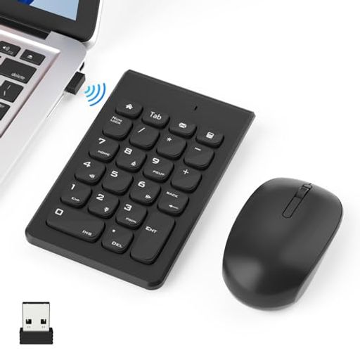 テンキー マウス ワイヤレス セット、USB受信機能付き 22キー2.4G ワイヤレスマウス テンキー セットはラップトップ、デスクトップPC、ノ