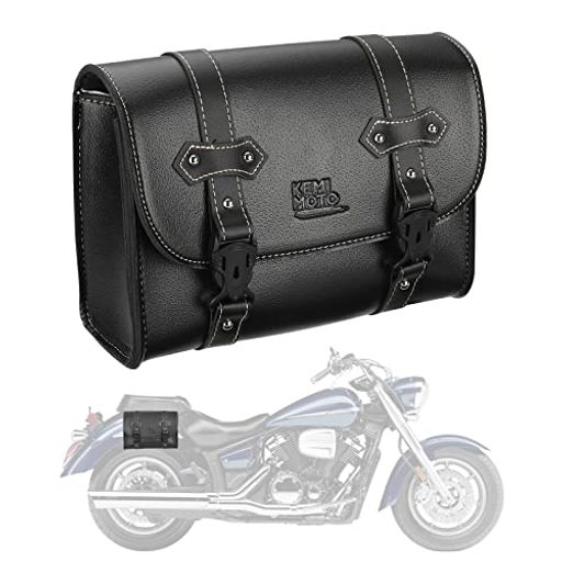 KEMIMOTO バイク サイドバッグ 小物入れ バイク バイク ツールバッグ 汎用バッグ 工具入れ バイク 高級レザー ブラック