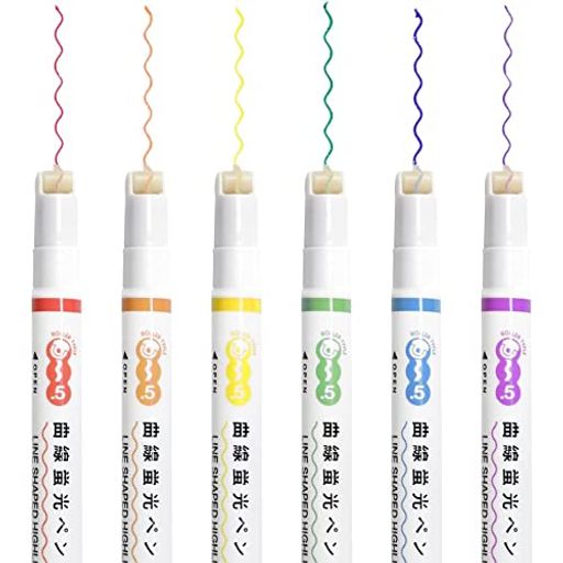 【C-JETANK】コロコロ ローラースタンプペン 水性 6色セット (ブルー/パープル/ピンク/オレンジ/イエロー/グリーン) 波線が簡単に引ける