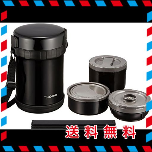 象印マホービン(ZOJIRUSHI) 保温弁当箱 ステンレス ランチジャー 茶碗 約3杯分 約 1.2合 電子レンジ 対応 ブラック SL-GH18-BA