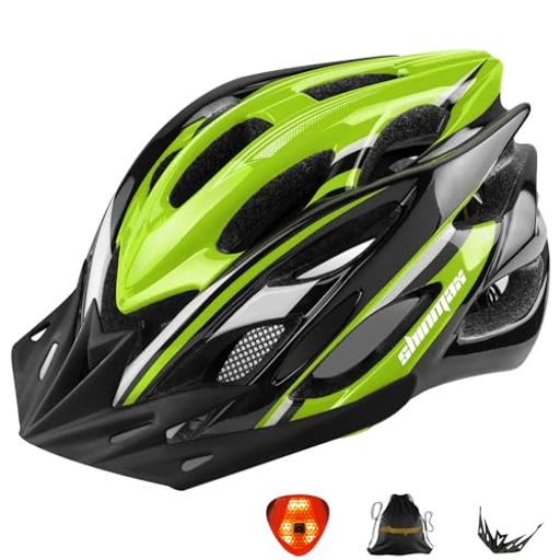 SHINMAX 自転車 ヘルメット 大人 CPSC認定済み LEDライト付 ロードバイクヘルメット 57CM~62CM 軽量 虫対策 サンバイザー 着脱可能 男性