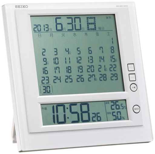 セイコークロック(SEIKO CLOCK) 掛け時計 置時計 兼用 マンスリーカレンダー機能 六曜表示 デジタル 電波 目覚まし時計 SQ422W SEIKO