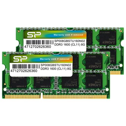 SP SILICON POWER シリコンパワー ノートPC用メモリ DDR3 1600 PC3-12800 8GB×2枚 (16GB) 204PIN MAC 対応 SP016GBSTU160N22