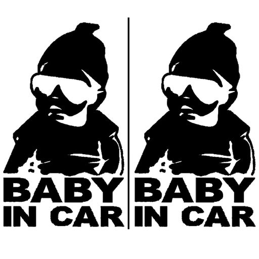 BORDER. ベビーインカー ステッカー 車 セーフティサイン 2枚組 赤ちゃんが乗っています 反射シール 【製品保証30日】 (黒2枚)