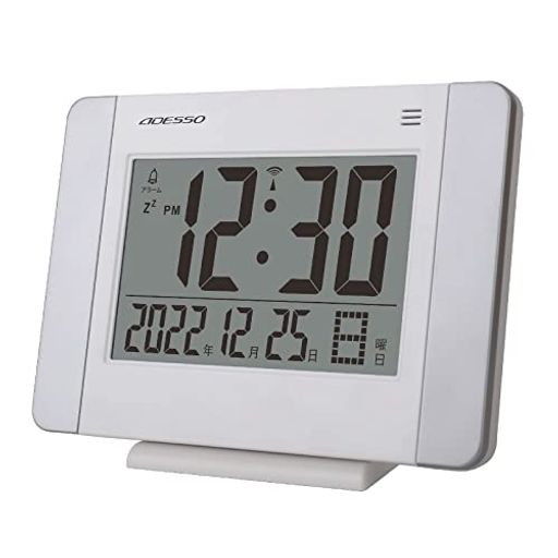 ADESSO(アデッソ) 置き時計 デジタル 電波時計 日付 曜日 表示 置き掛け兼用 NA-530 ホワイト