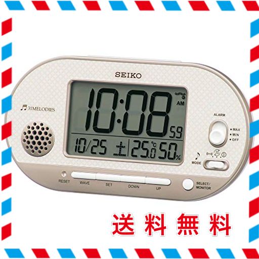 セイコークロック(SEIKO CLOCK) 置き時計 薄ピンクゴールド 本体サイズ: 8.1×15.9×4.9CM 目覚まし時計 電波 デジタル 温度 湿度 表示 S