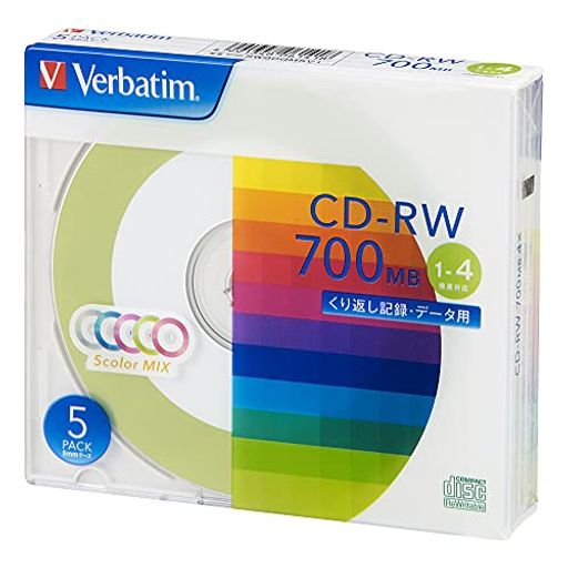 バーベイタムジャパン(VERBATIM JAPAN) くり返し記録用 CD-RW 700MB 5枚 ツートンカラーディスク 1-4倍速 SW80QM5V1