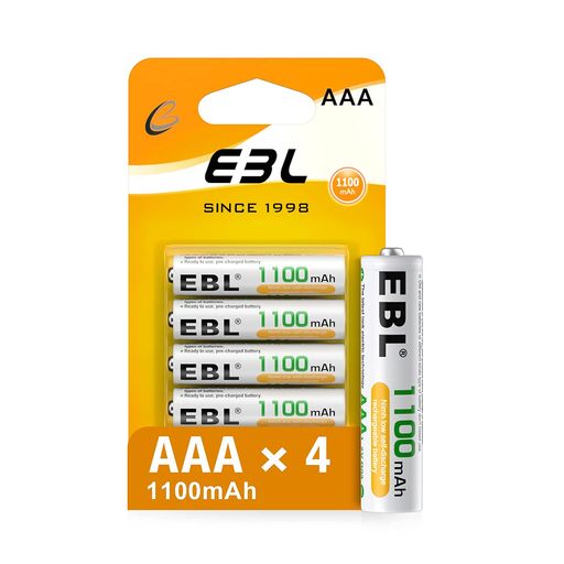 EBL 単4充電池 ニッケル水素電池 長持ち 充電式 リサイクル使用可能 1100MAH*4本パック ケース付き AAA電池 低自己放電 長期保存 単四充