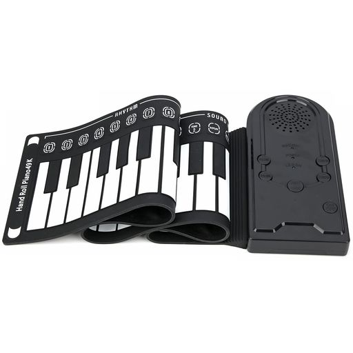 ロールピアノ 電子ピアノ 電子キーボード 49キー 持ち運び可能 イヤホン/スピーカー対応 初心者向け ギフト スピーカー内蔵 多色選択(ブ