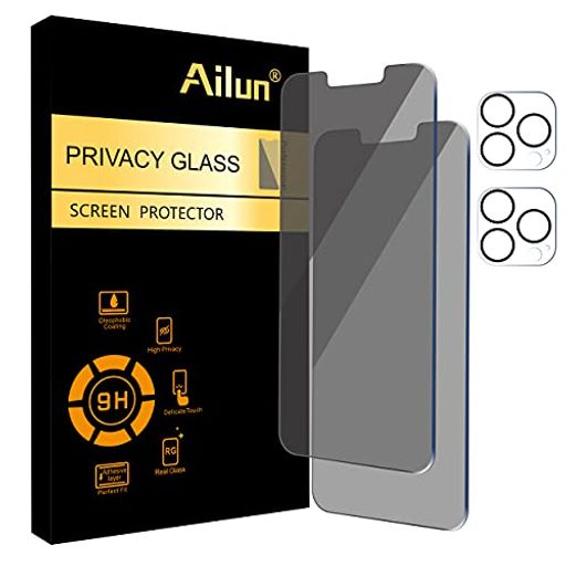 AILUN (アイルン) プライバシースクリーンプロテクター IPHONE 13 PRO MAX [6.7インチ] 2枚 + カメラレンズプロテクター 2枚 スパイ防止