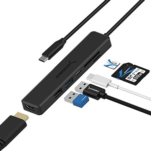 SABRENT USB-Cハブ 6ポート 4K HDMI搭載｜TYPE-Cポート POWER DELIVERY（60ワット）｜USB 3.2 GEN
