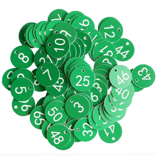 A'STOOL 番号札 プラスチック 番号タグ ナンバー札 ロッカー クローク 預かり番号 1-100 (緑色)