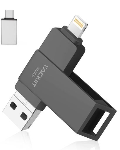 VACKIIT 【MFI認証取得】IPHONE用USBメモリー 512GB USBフラッシュドライブ 高速USB 3.0 フラッシュメモリー スマホ データ保存 写真 バ