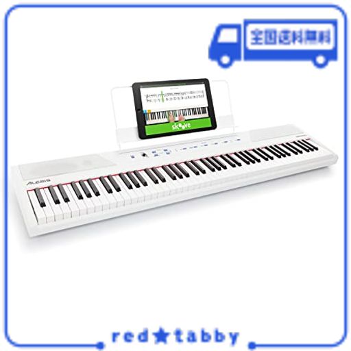 ALESIS 電子ピアノ 88鍵盤 初心者向け電子ピアノ スピーカー搭載 譜面台付き 電池駆動 フルサイズ・セミウェイト鍵盤 オンラインレッスン