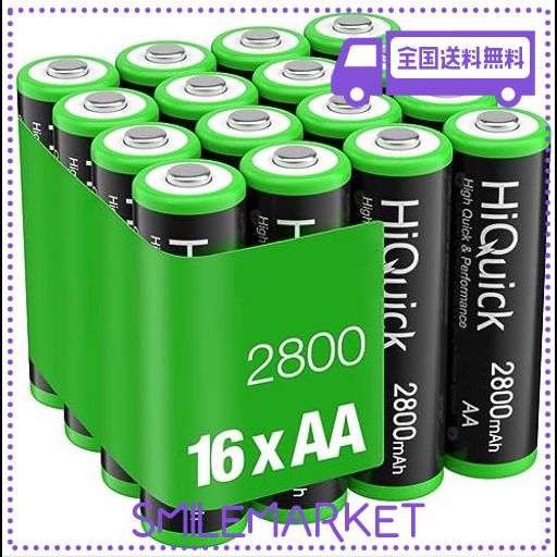 HIQUICK 充電池 単3 ニッケル水素電池 大容量単三2800MAH *16本約1200回使用可能 単3電池 充電式 ミニ四駆 リモコン マウス 電動歯ブラシ
