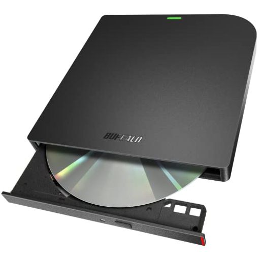 バッファロー USB3.2(GEN1)/3.0 外付け DVD/CDドライブ 書込みソフト バスパワー(給電ケーブル付き) 薄型ポータブル 国内メーカー WINDOW