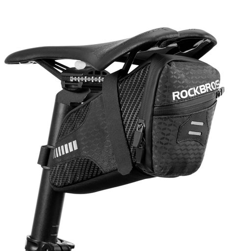 ROCKBROS サドルバッグ 自転車 バッグ ロードバイク フレームバッグ 大容量 1.5L 反射材付き テールライト装着可能 ストラップ式 防水フ