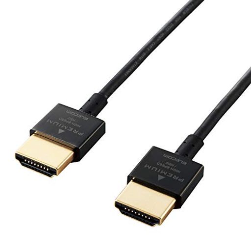 エレコム HDMI ケーブル 1.8Ｍ プレミアム 4K 2K (60P) HDR スーパースリムコネクタケーブル仕様 ブラック DH-HDP14SS18BK