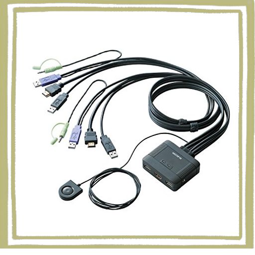 エレコム KVMスイッチ HDMI USB 切替器 スピーカー 手元スイッチ 2台 KVM-HDHDU2