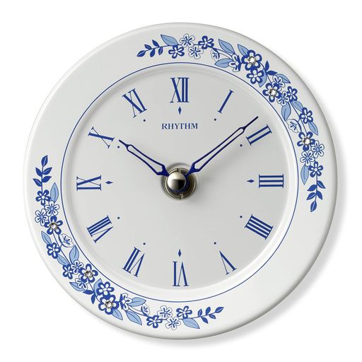リズム時計工業(RHYTHM) 置き時計 掛け時計 兼用 有田焼 飾り時計 4SG802SR04 ブルー Φ12X3.5CM