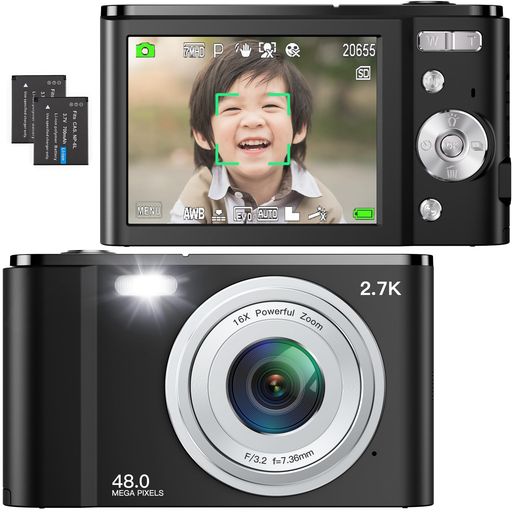 OIADEK デジタルカメラ 2.7K オートフォーカス デジカメ 4800万画素 2.7K録画 8MP CMOSセンサー搭載 手ぶれ補正 デジタル16倍ズーム 多機