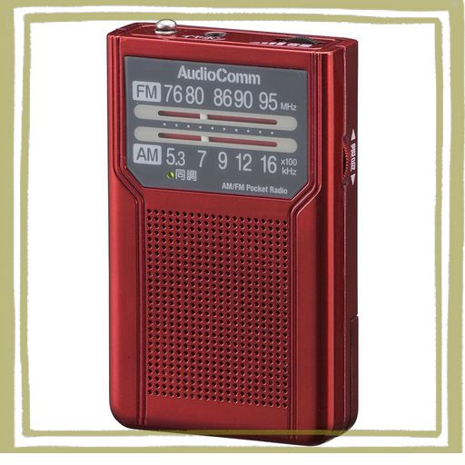 オーム(OHM) 電機AUDIOCOMM AM/FMポケットラジオ ポータブルラジオ コンパクトラジオ 電池式 電池長持ちタイプ レッド RAD-P136N-R 03-72