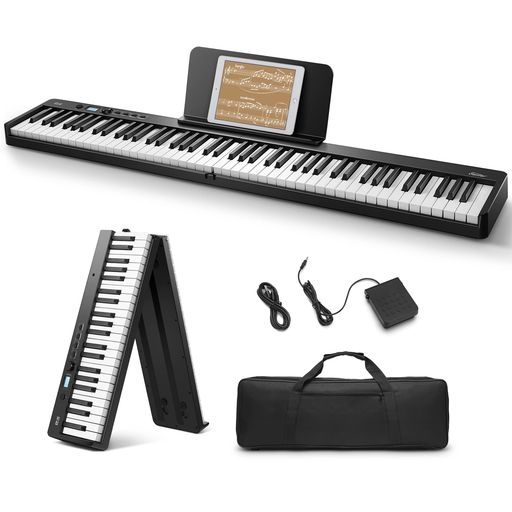 EASTAR 電子ピアノ 88鍵盤 キーボード 折り畳み式 軽量 ワイヤレスMIDI機能 タッチレスポンス機能 ペダル & ソフトケース付き DEP-10