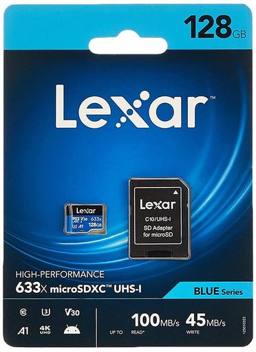 LEXAR レキサー HIGH-PERFORMANCE 633X 128GB CLASS10 UHS-1 U3 V30 A1 R:95MB/S W:45MB/S SDアダプタ付 MICROSDXCカード マイクロSD LSD
