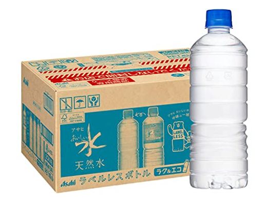 アサヒ飲料 おいしい水 天然水 ラベルレスボトル PET600ML×24本