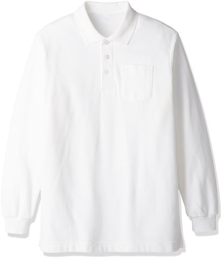 [キャッチ] 綿100% 男児用 長袖ポロシャツ R445001 ホワイト 100