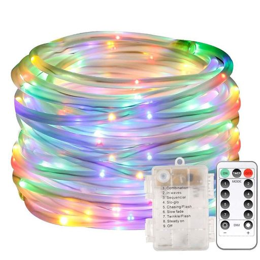 ロープライト LED チューブライト 防水 イルミネーション ライト 電池式 10M 100 電球 8点灯パターン リモコン付 電飾ライト クリスマス