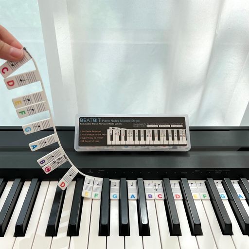 BEATBIT ピアノ ノート シリコン ストリップ ピアノ キーボード ノート 学習ラベル くっつかない すぐに使える 88鍵 フルサイズ (レイン