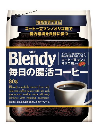 AGF(エージーエフ) ブレンディ 毎日の腸活コーヒー袋 80G 【 インスタントコーヒー 】 【 水に溶ける 】 【 詰め替え 】 【 マンノ オリ