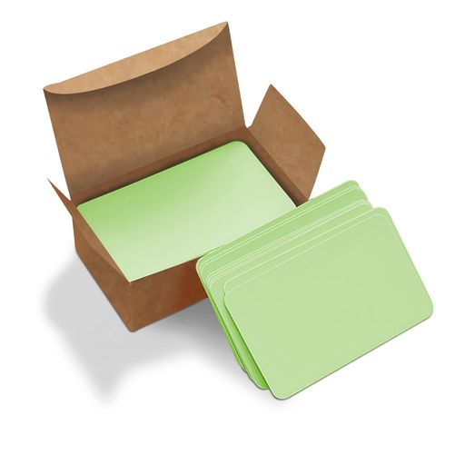 VANRA カード 無地 名刺サイズ 用紙 手書き 情報カード 単語カード ブランクカード 角丸 300枚 (緑)