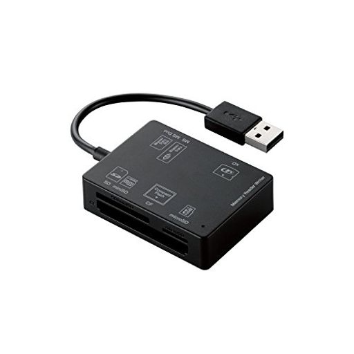 エレコム カードリーダー USB2.0 ケーブル一体型 コンパクトモデル 58メディア対応 ブラック MR-A012BK